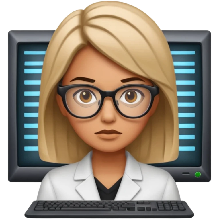 a woman developer in a mainframe computer emoji