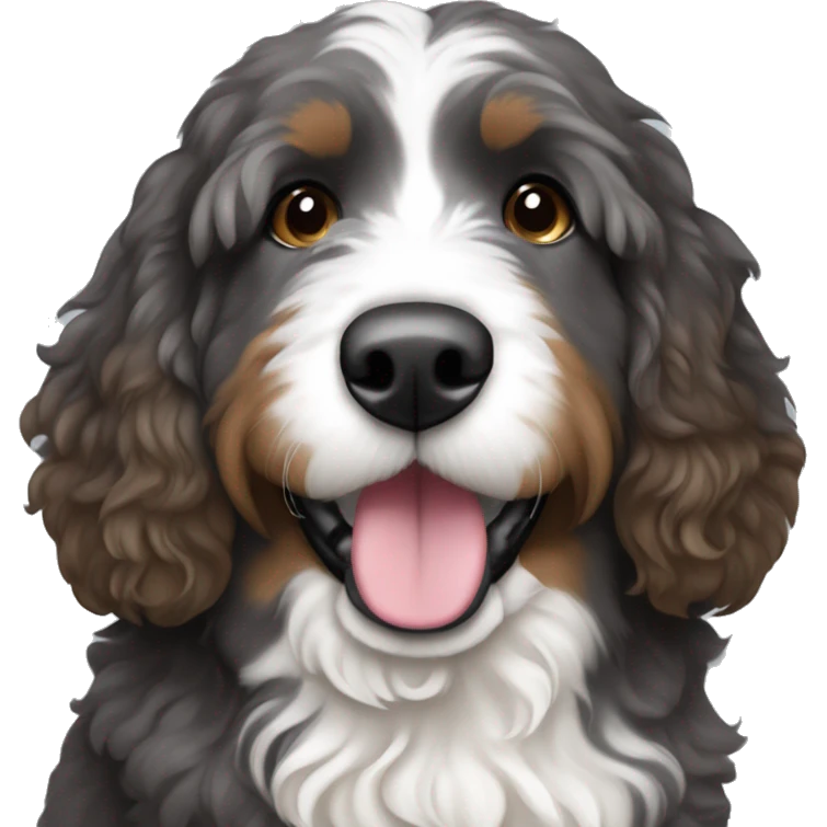 dark grey brown and white bernedoodle emoji