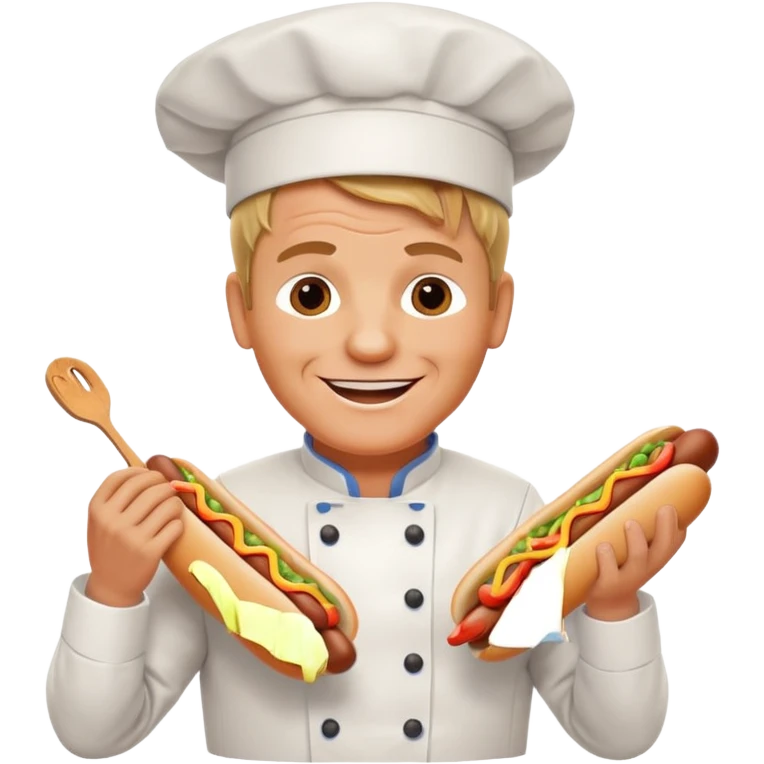 gordon ramsay hold a hotdog, happy smile emoji