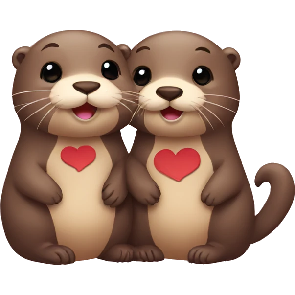 otter couple love with heart emoji