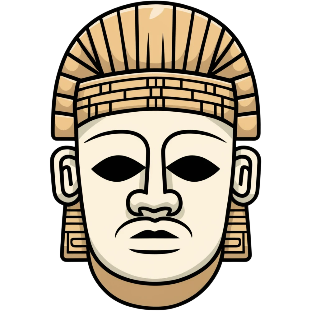 Ancient Toltec colossal stone head with stern expression emoji