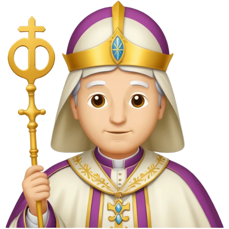 emoji-style icon of Pope Leo XIV, simplified features, bold outlines, flat colors emoji