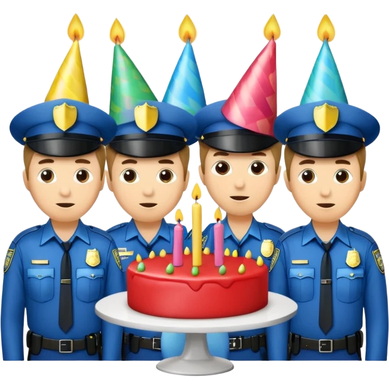 Police blowing out birthday candles emoji