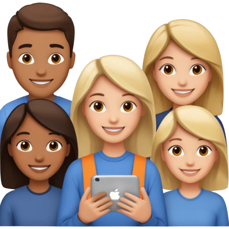 a team collaborating on a project, smiling emoji