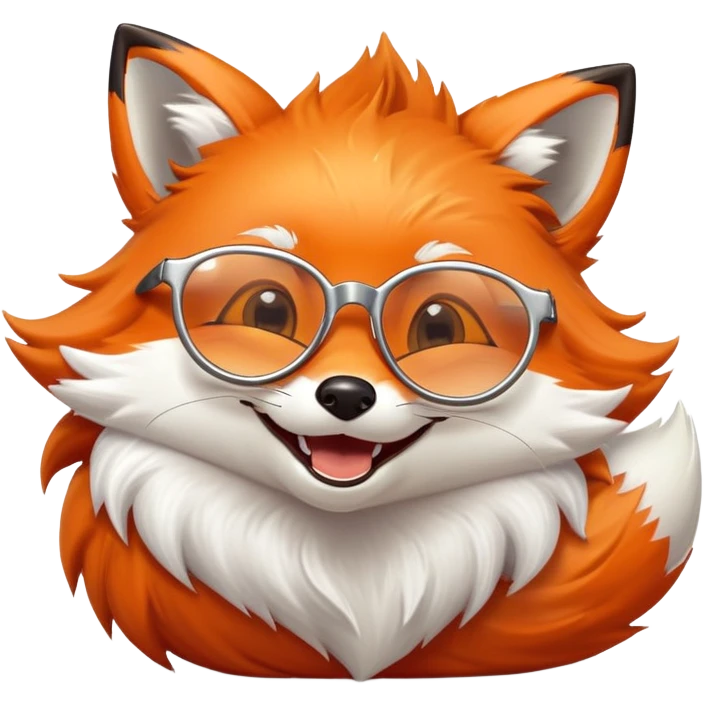 A magical fox with glowing fur, a silver star on its forehead, and round glasses, rolling on the floor and laughing uncontrollably. 🦊🤣 emoji