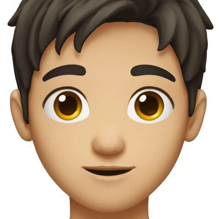 young dark-haired boy in hiding brown eyes emoji