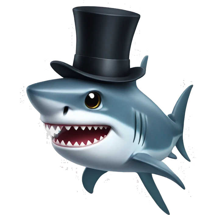 Shark with a top hat emoji