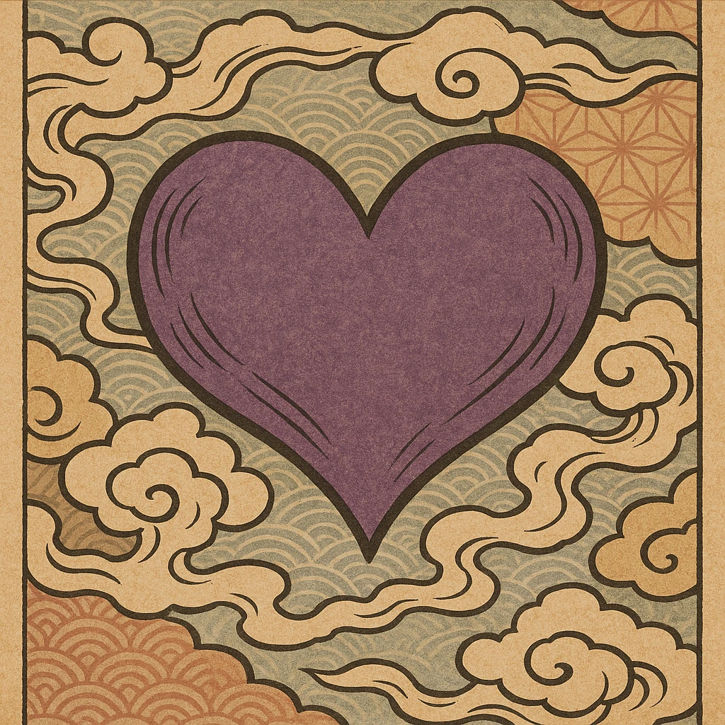 purple heart, Japanese print, no text emoji
