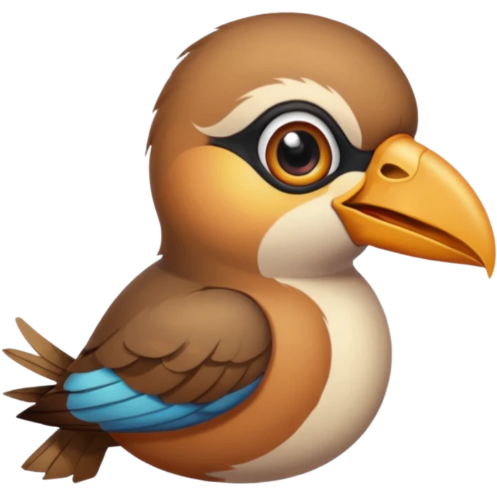 bird with piercings on beak and ribbon two eyes emoji