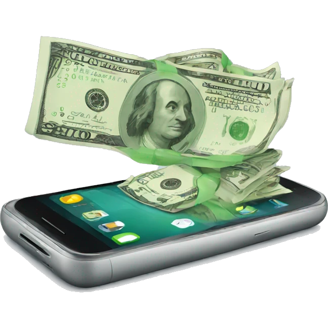 smartphone with money emoji