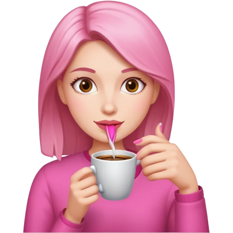 Mujer, te, café Rosa  emoji