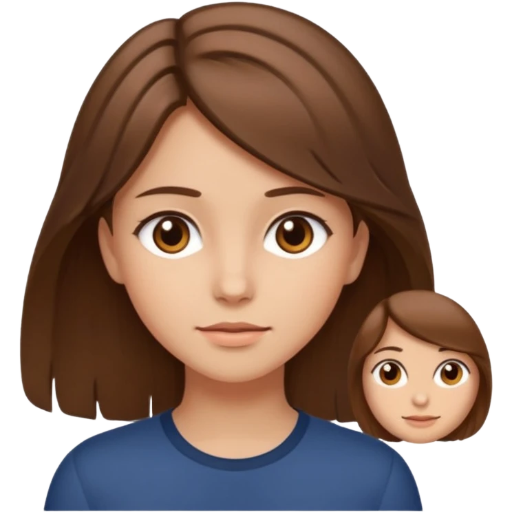 Fille brune raison au milieu cheveux un peu long et yeux marron et peau beige  emoji