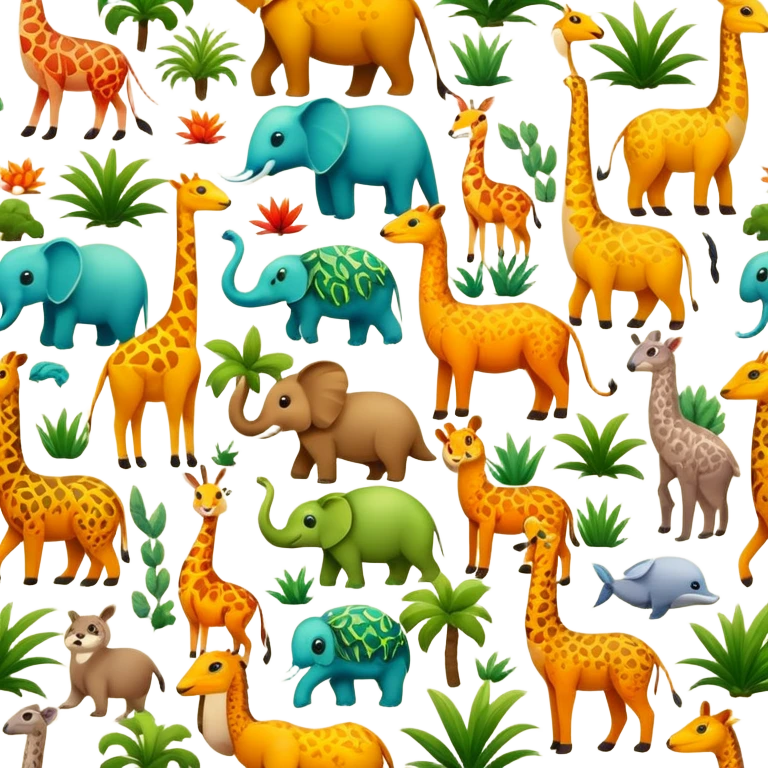 multiple exotic animals emoji