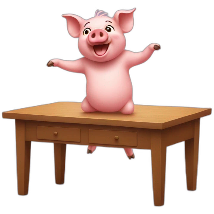 pig dancing on a table emoji