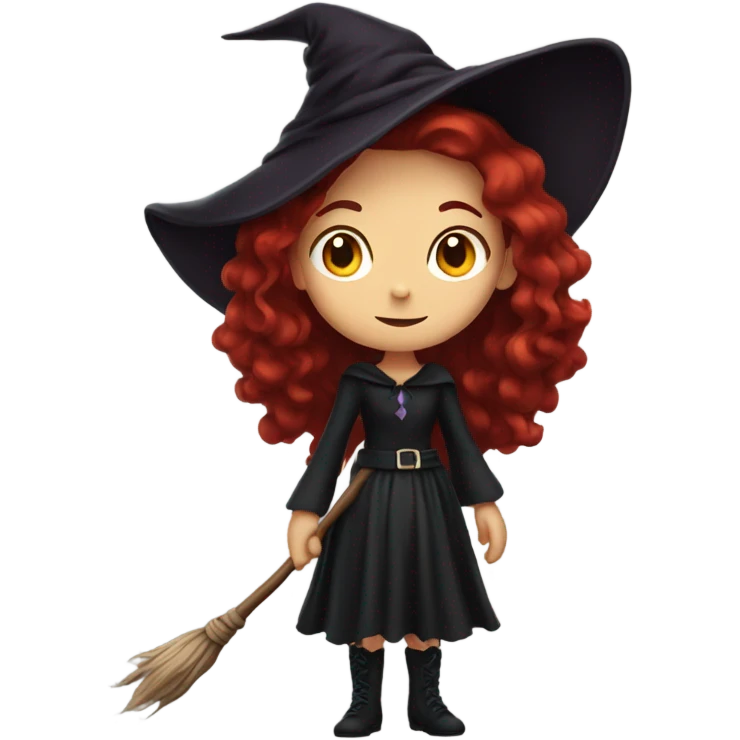 witch girl with dark red hair emoji