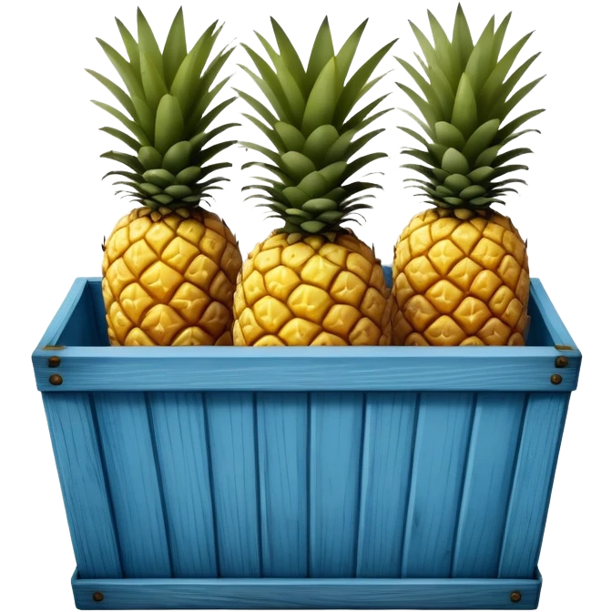 pineapples in a blue wooden container emoji