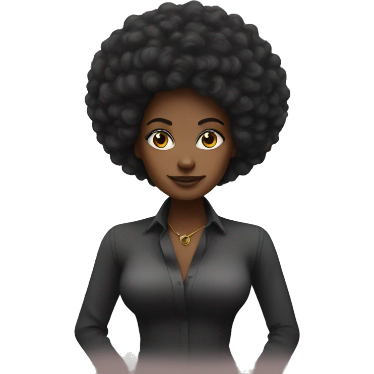 femme noir avec gros cheveux afro  emoji