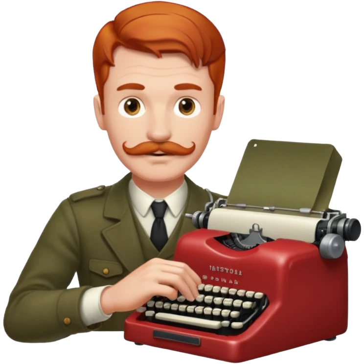 moustache redhead man with vintage typewriter emoji