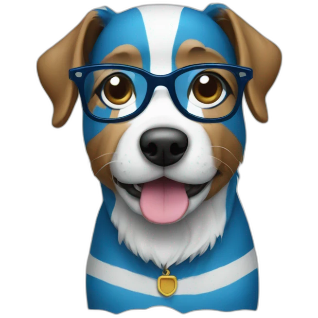 blue striped dog with glasses emoji