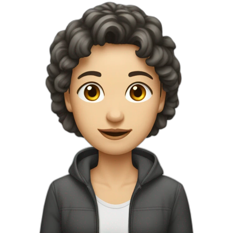 девушка с темными длинными волосами в наушниках emoji