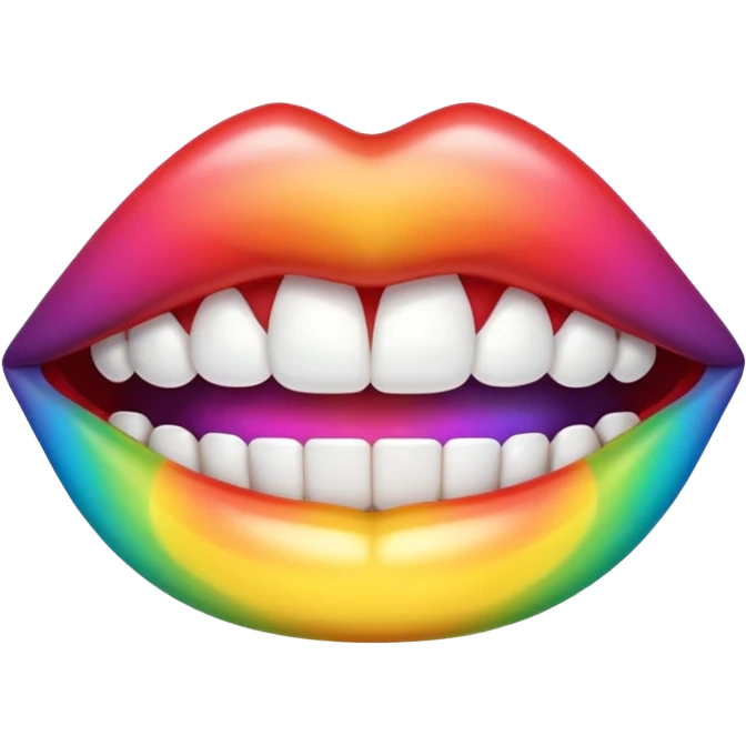 Full lips with fangs in rainbow emoji