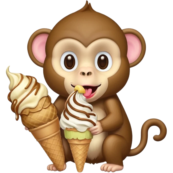 a monkey with an ice cream cone coming out of its mouth emoji