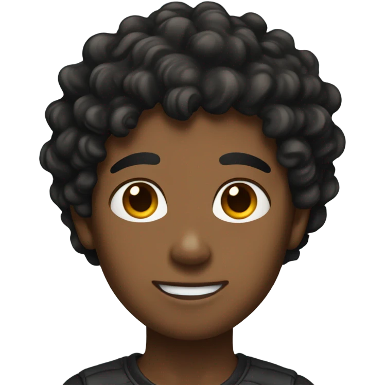 brown skin boy with black curly hair emoji