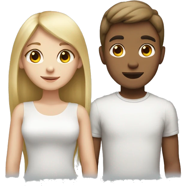 Brown haired boy with blonde girl  emoji
