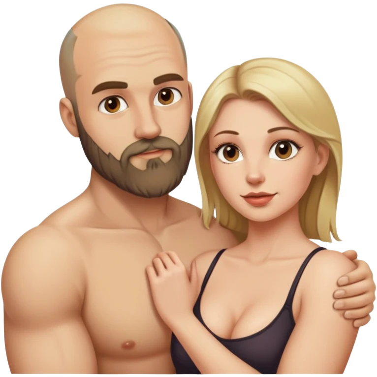 Beautiful dirty blonde seducing her muscular bald beard husband emoji
