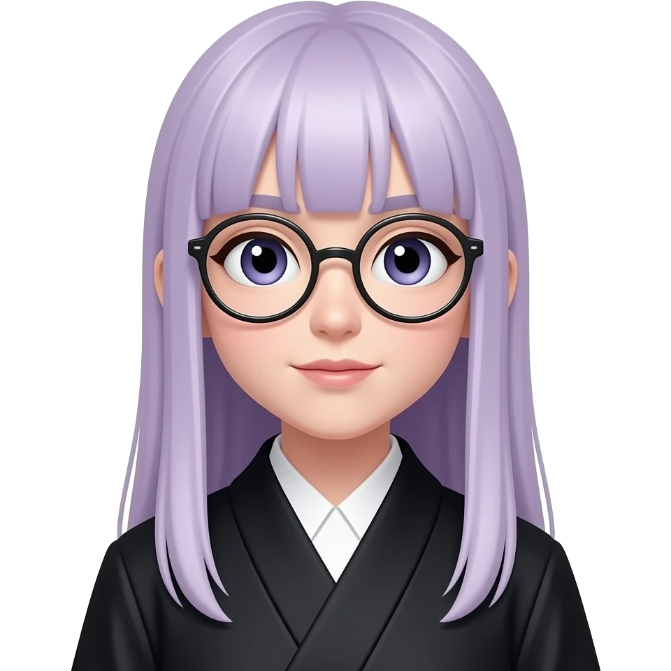 높은 색상. 화장하지 않은 큰 눈. 작은 렌즈. faz menos gotica mas com cabelo roxo claro comprido e camisola preto 웨이브 없는 긴 생머리 emoji