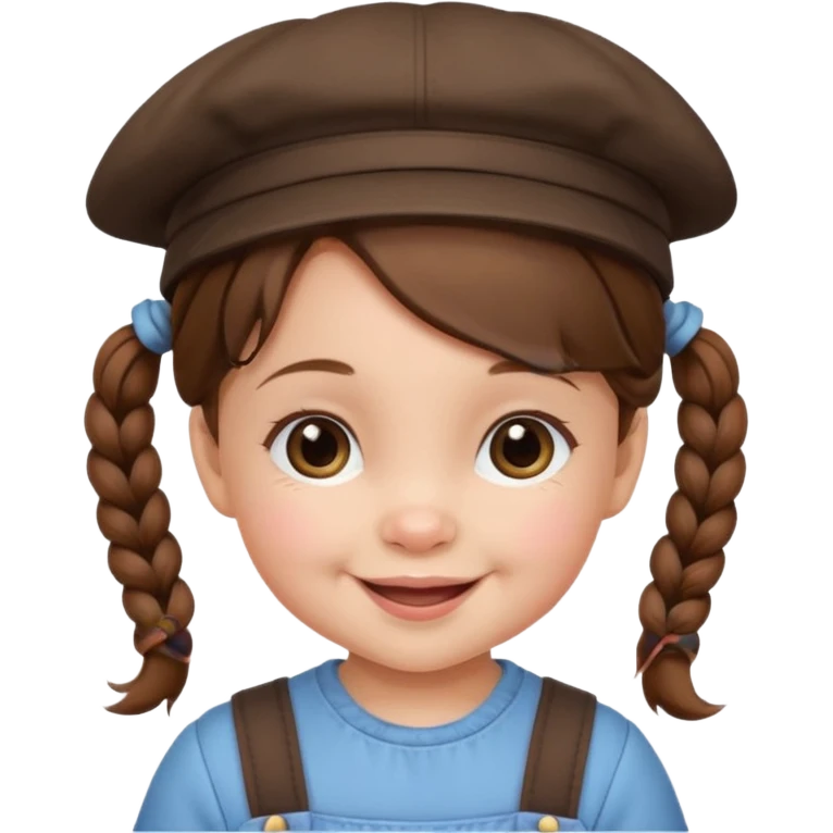 baby girl with brown hair and pigtails with hat emoji