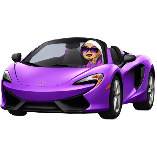Latin girl with sunglasses sitting in a purple McLaren  emoji