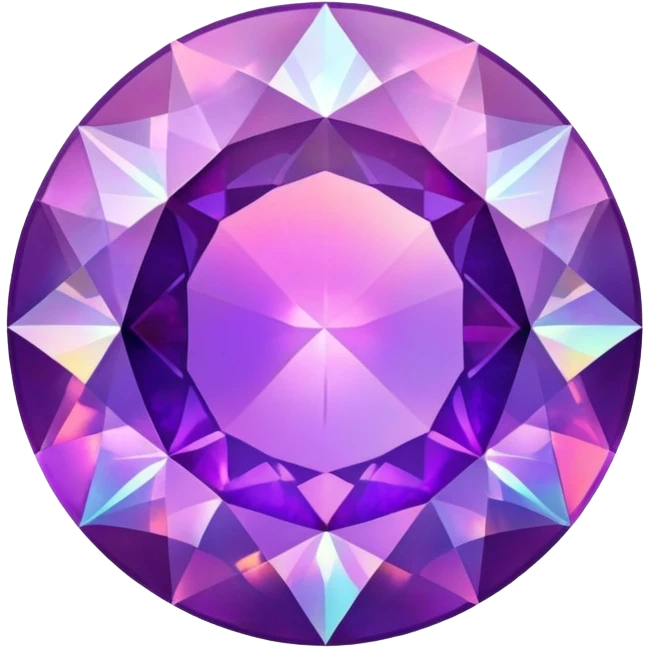 round cut purple fire opal with sharp facets and holographic iridescence emoji