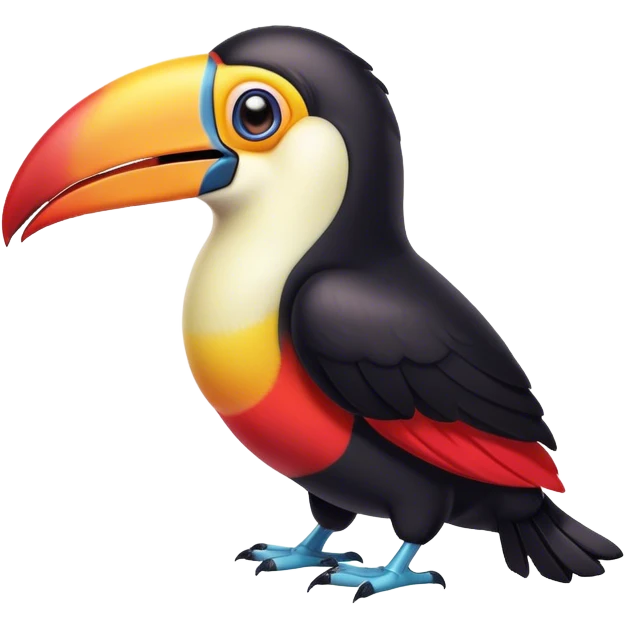 Cinematic Comical Toucan Portrait Emoji, Head tilted dramatically with an exaggeratedly shocked expression, featuring a boldly colored beak and wide, comically expressive eyes full of humorous disbelief, Simplified yet hilariously expressive features, highly detailed, glowing with a slightly sassy tropical glow, high shine, dramatic yet playful, stylized with an air of quirky exotic attitude, soft glowing outline, capturing the essence of a meme-worthy toucan that looks ready to side-eye its way into viral fame! emoji