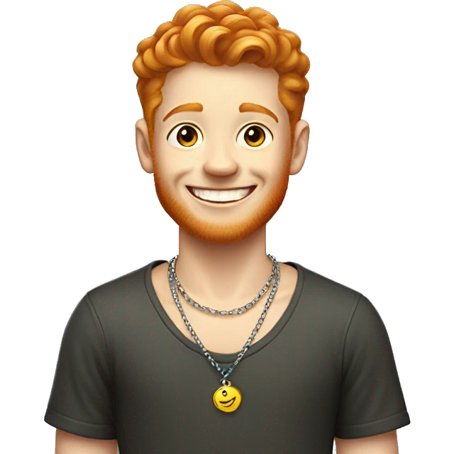 smiling ginger boy with necklace and phone emoji