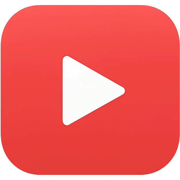 YouTube app icon, rounded square, red with white play symbol, clean and bold emoji