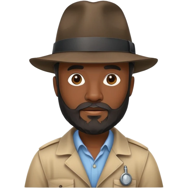 Nhà khảo cổ, 50 tuổi, da đen, mũ phớt, có râu emoji