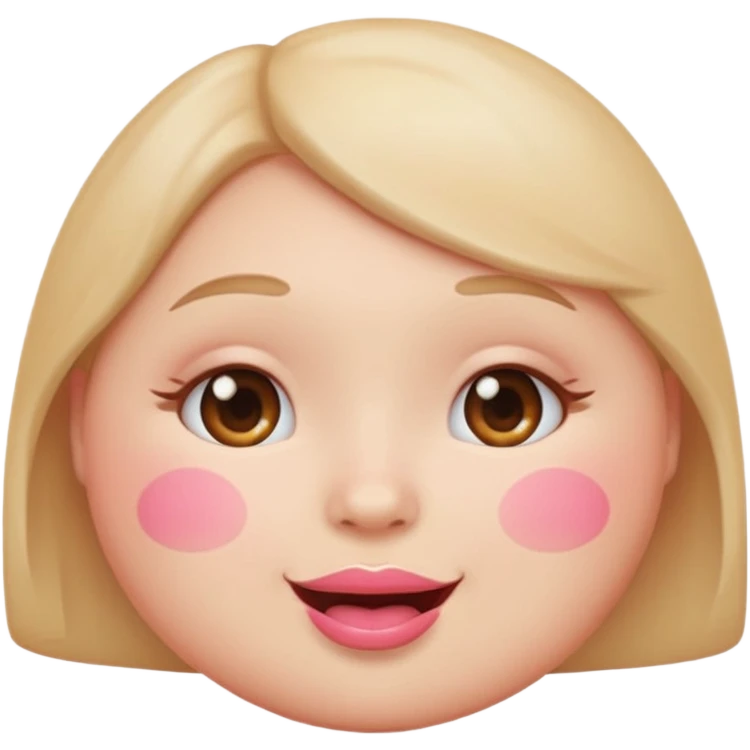Cute circular emotional emoji with plump light pink lips emoji