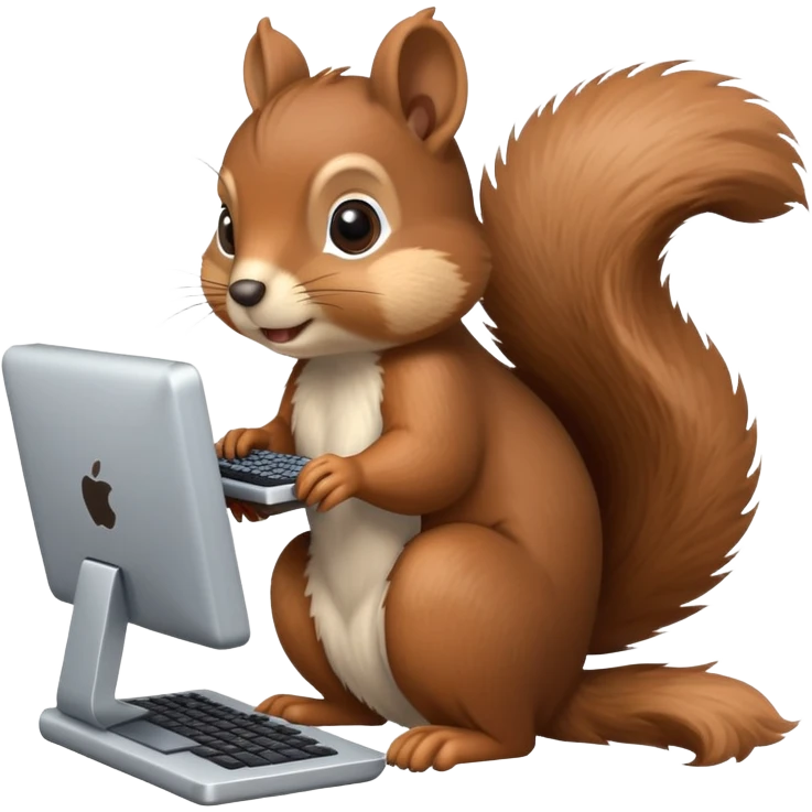 Squirrel on a computer emoji