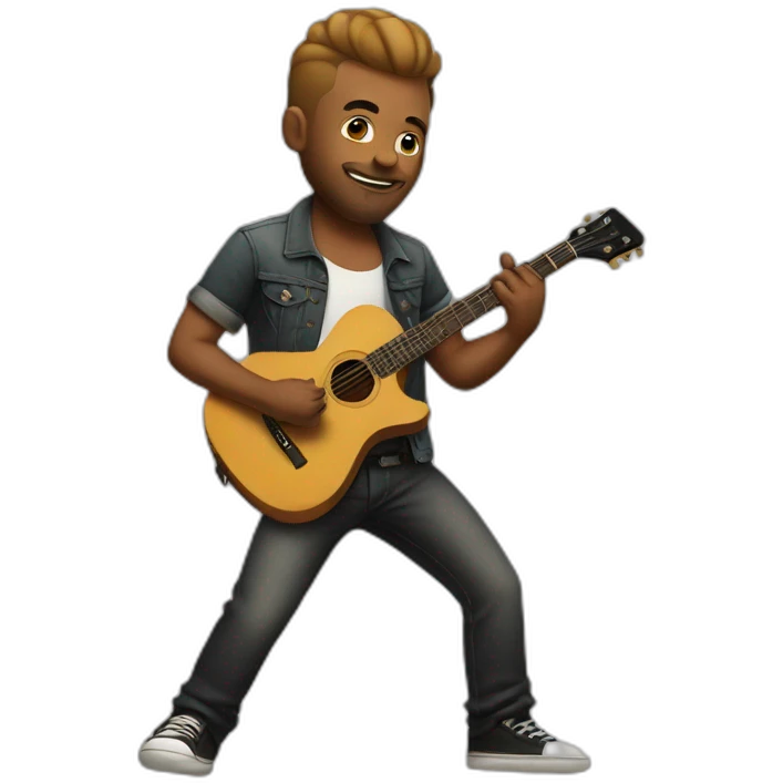 man in tatoos with a guitar emoji