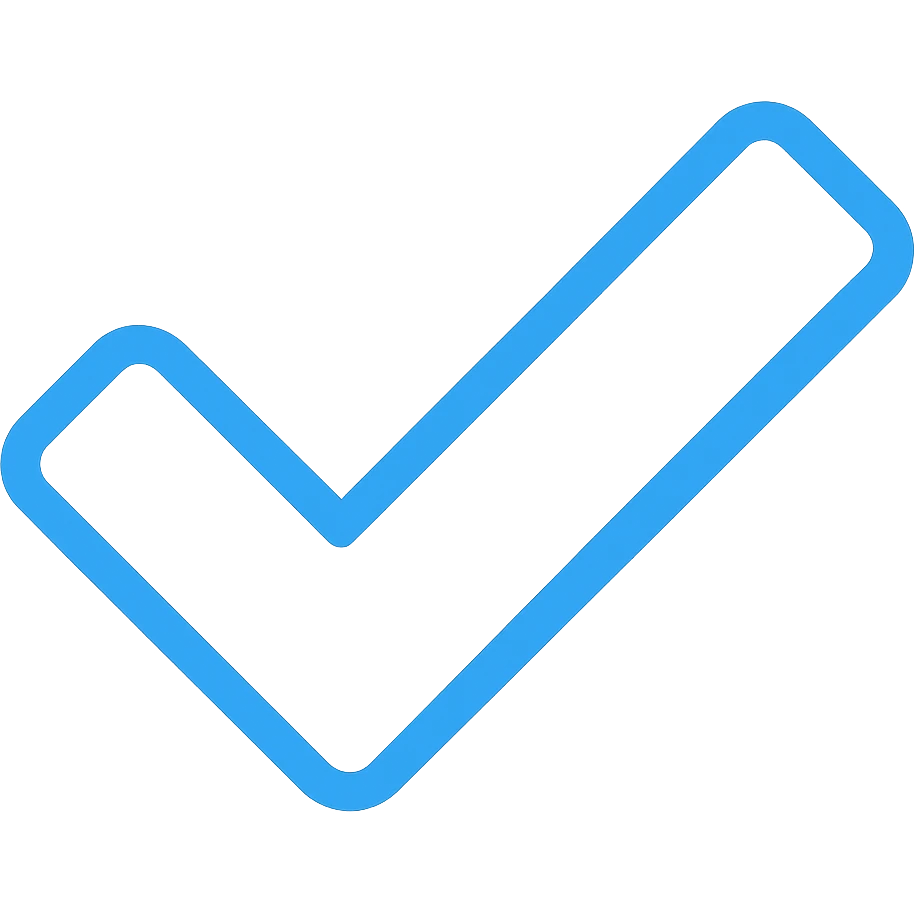 Change the checkmark to white while keeping the blue outline in a simple modern color outline style with no background. emoji