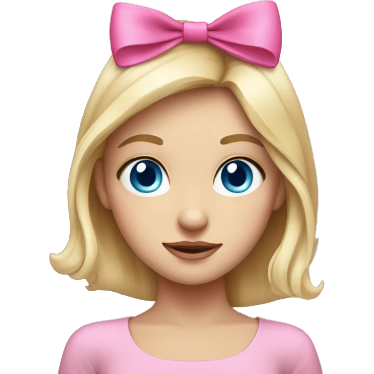 blondie girl with blue eyes and a pink bow on the head emoji