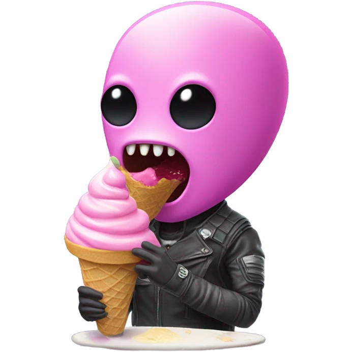 Alien eating pink ice cream  emoji