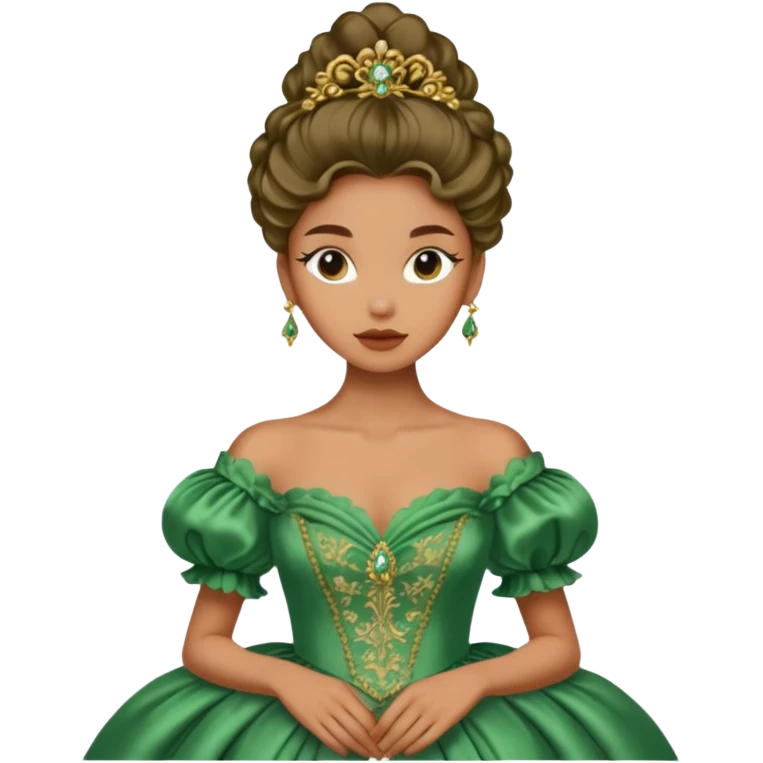 model wearing a green rococo gown emoji