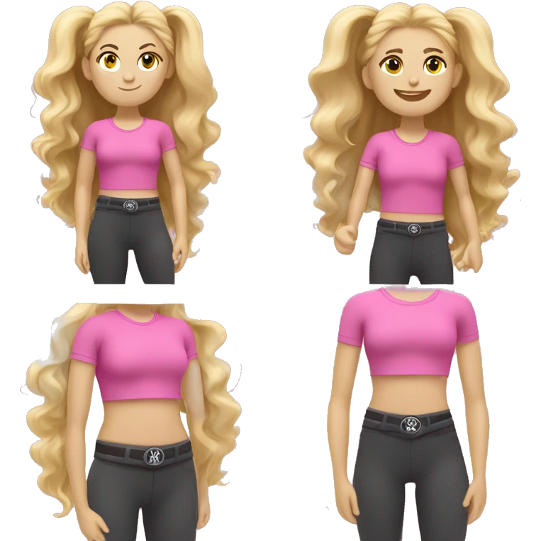 Blonde teenage girl with a lululemon belt bag and a pink shirt And a Stanley emoji