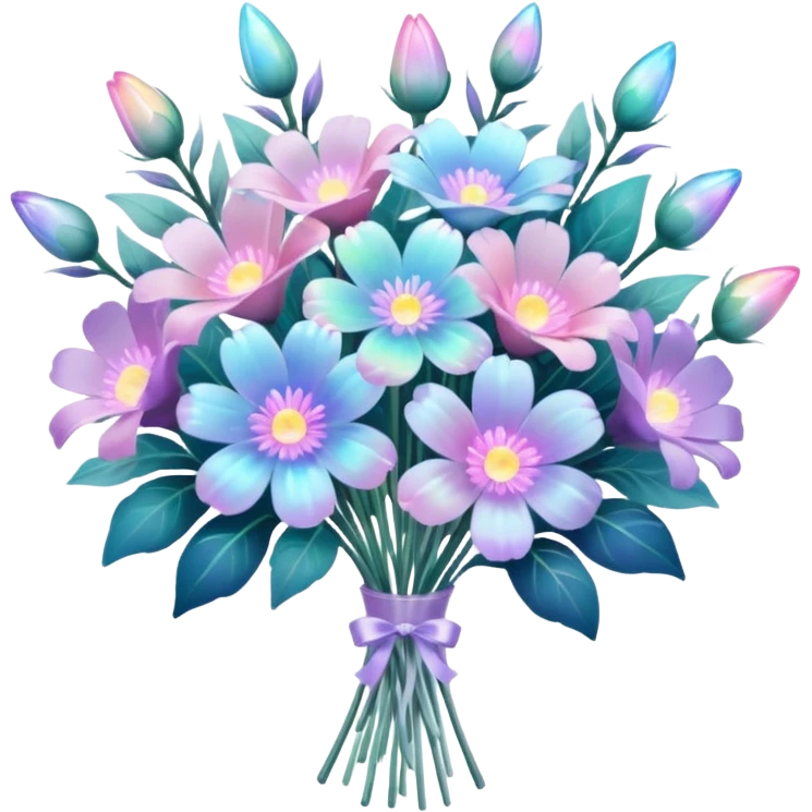 Pastel iridescent transparent luminescent aesthetic flower bouquet  emoji