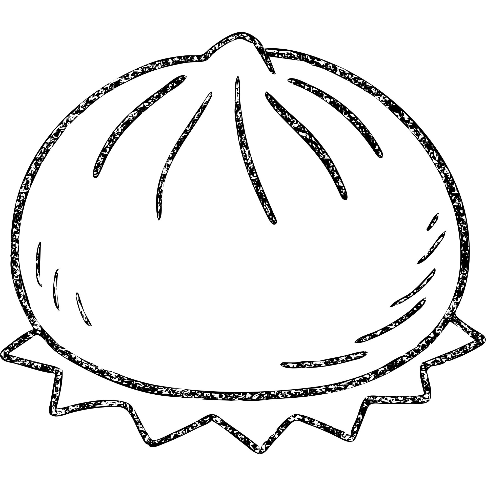 outlined icon of a banh bao (Vietnamese steamed bun), no fill, hand-drawn look emoji