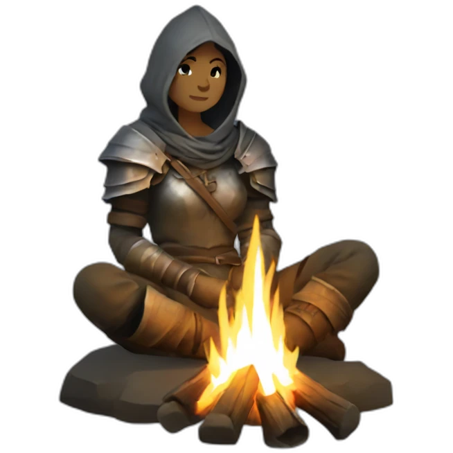 dark souls woman sitting by campfire emoji