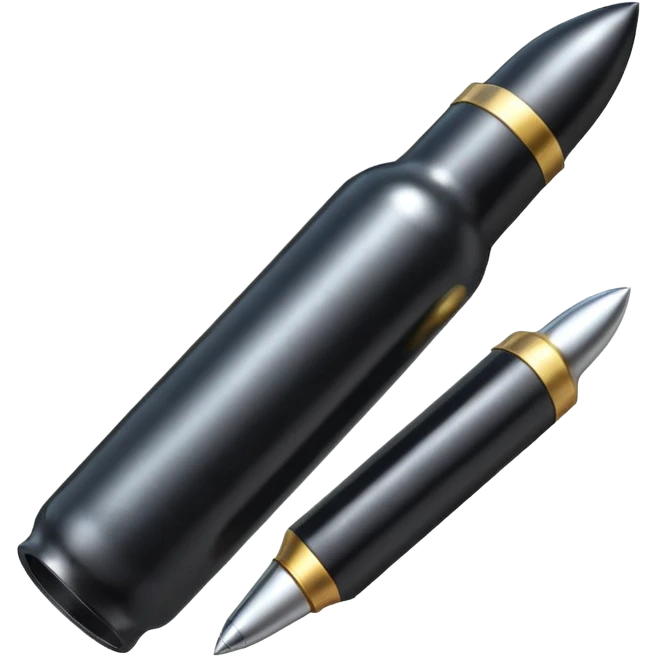 black very long bullet metallic 50 emoji