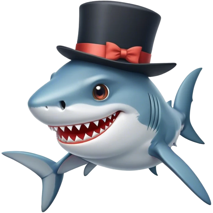 Shark with a top hat emoji